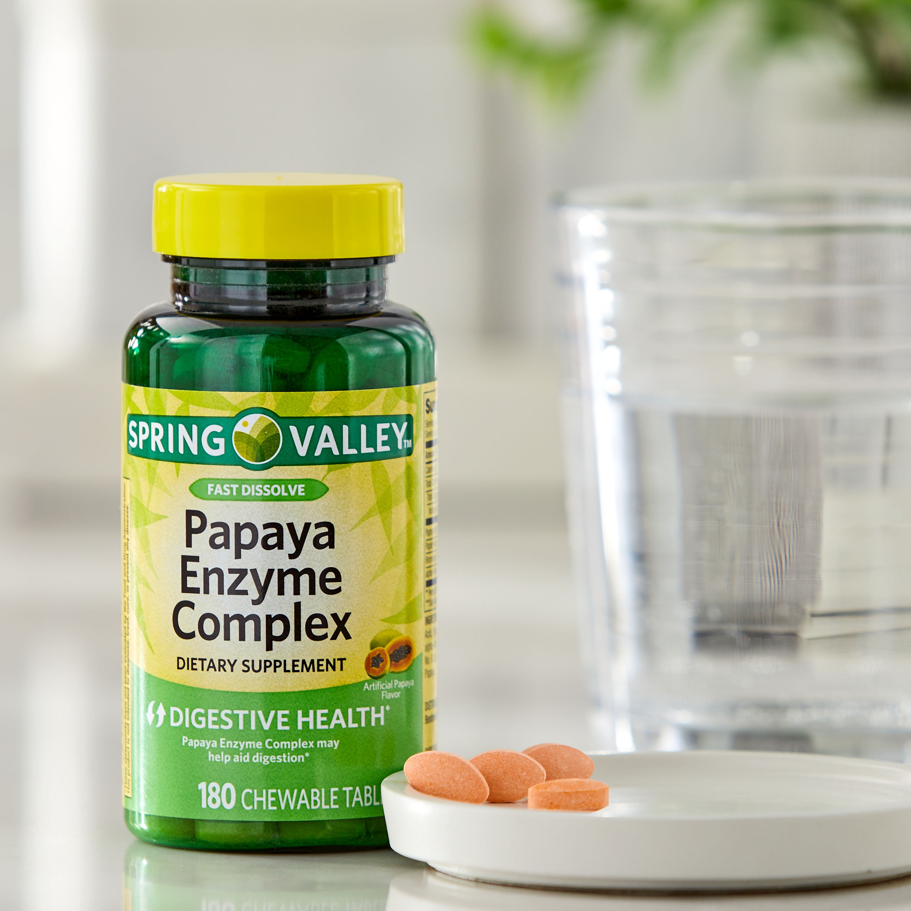 Spring Valley Papaya Enzyme Chewables, 180 Tablets