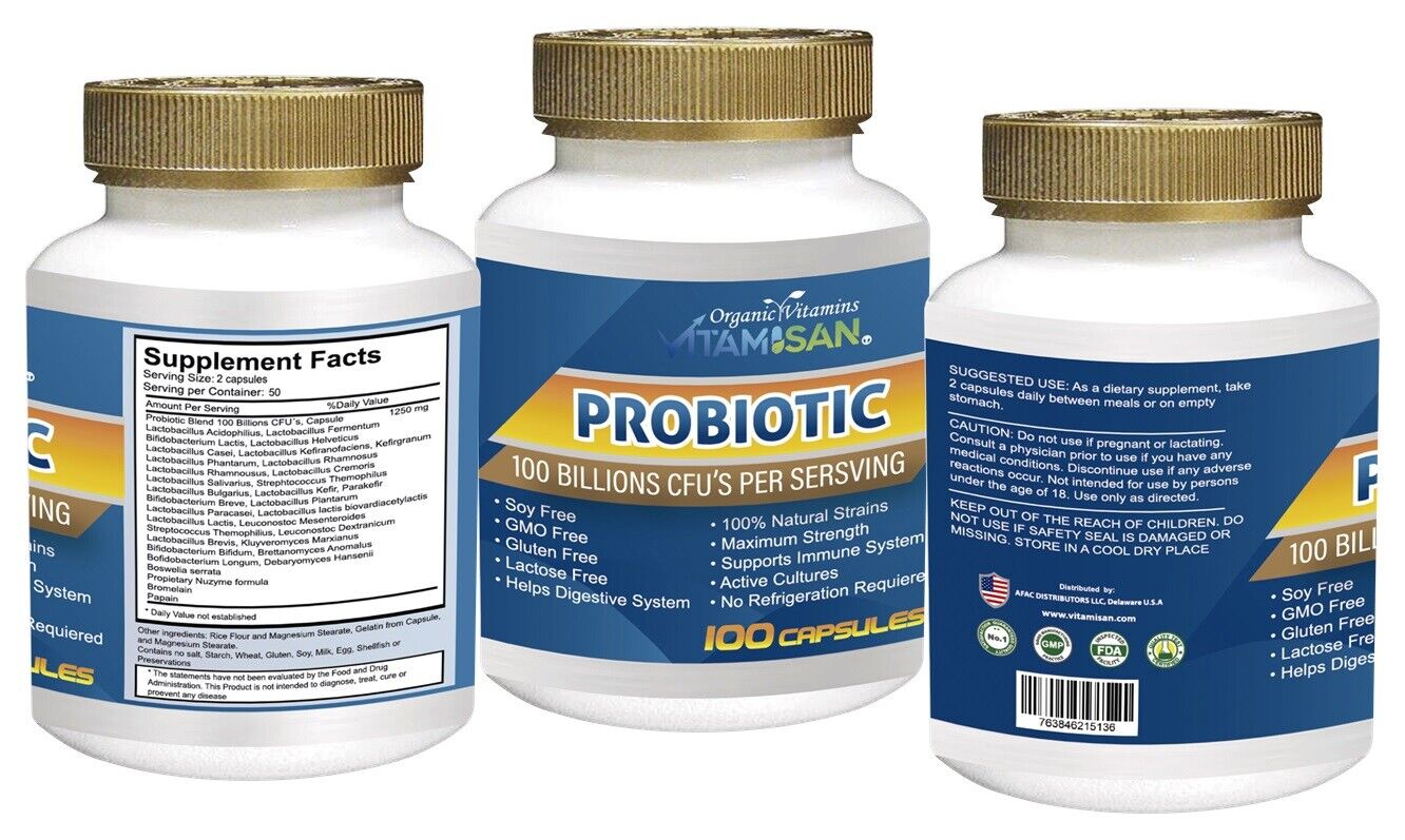 100 Billion CFU Probiotics for Digestive Health