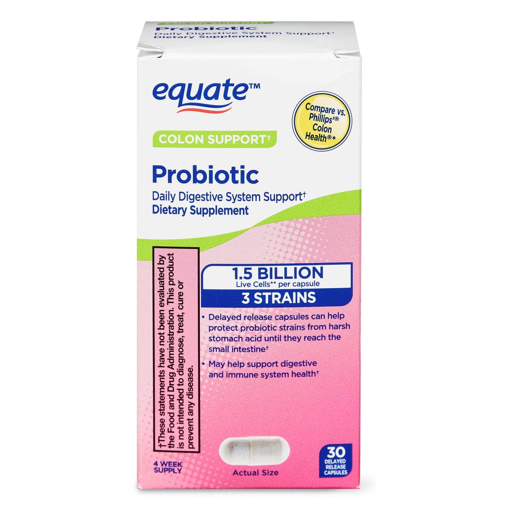 Equate Probiotic Supplement for Digestive Health, 30 Capsules