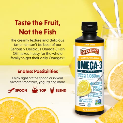 Barlean's Lemon Crème Omega-3 Fish Oil 16 oz