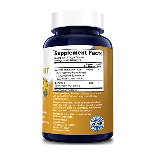 NusaPure St. John's Wort 6000mg Veggie Capsules