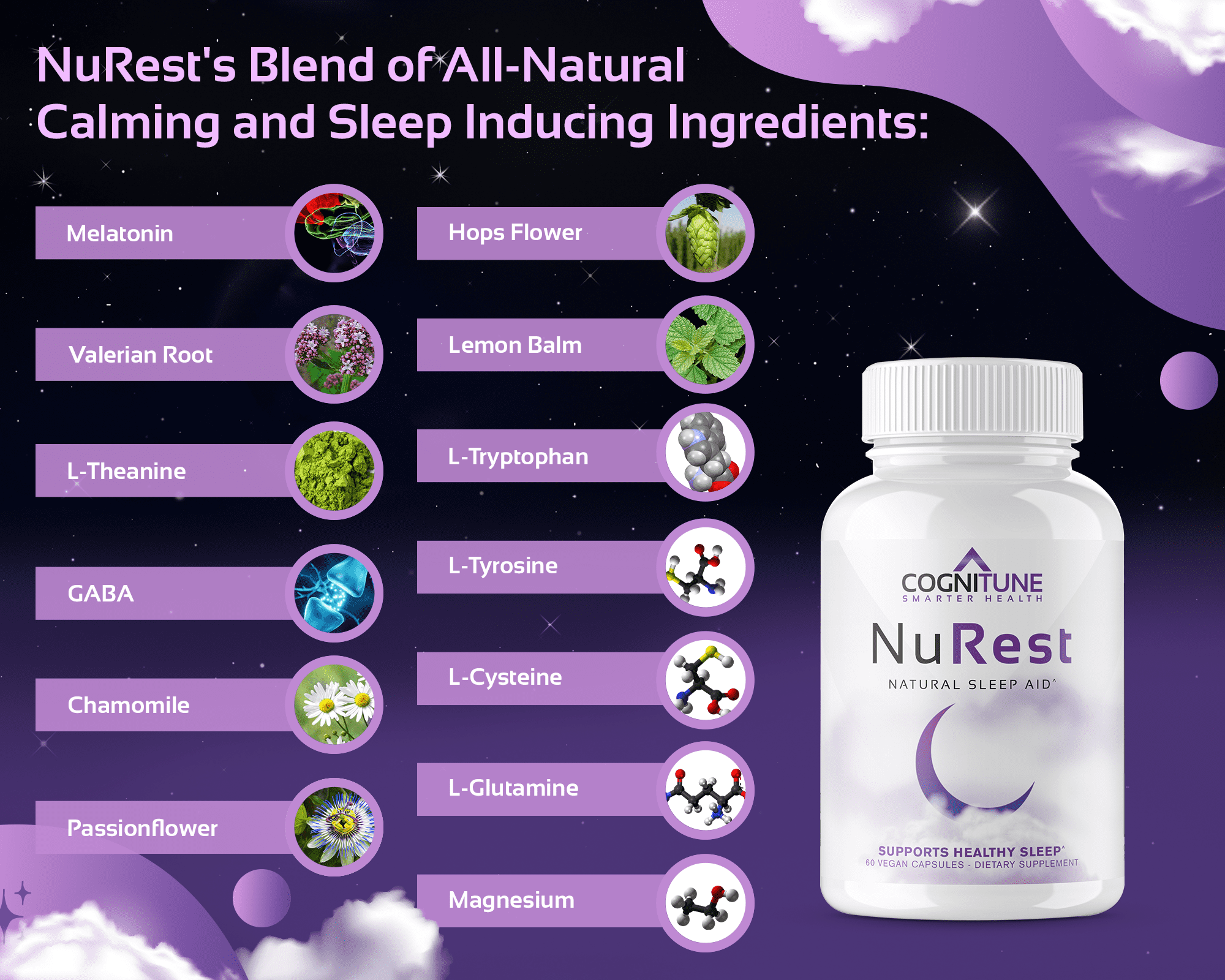 Cognitune NuRest - Natural Sleep Aid Capsules