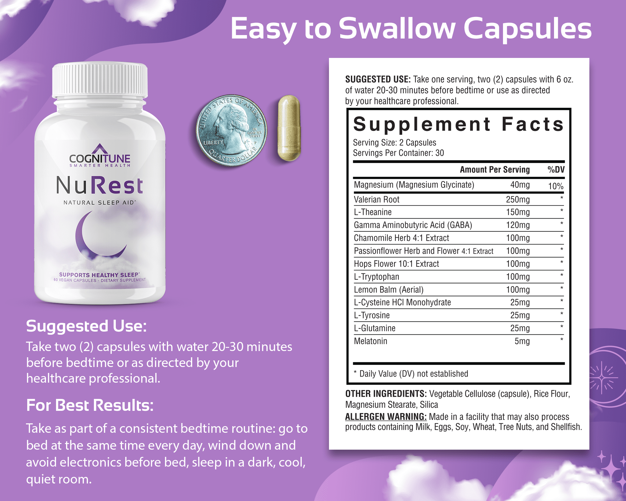 Cognitune NuRest - Natural Sleep Aid Capsules