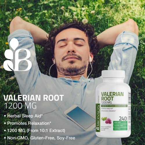 Bronson Valerian Root 1200mg Capsules for Relaxation
