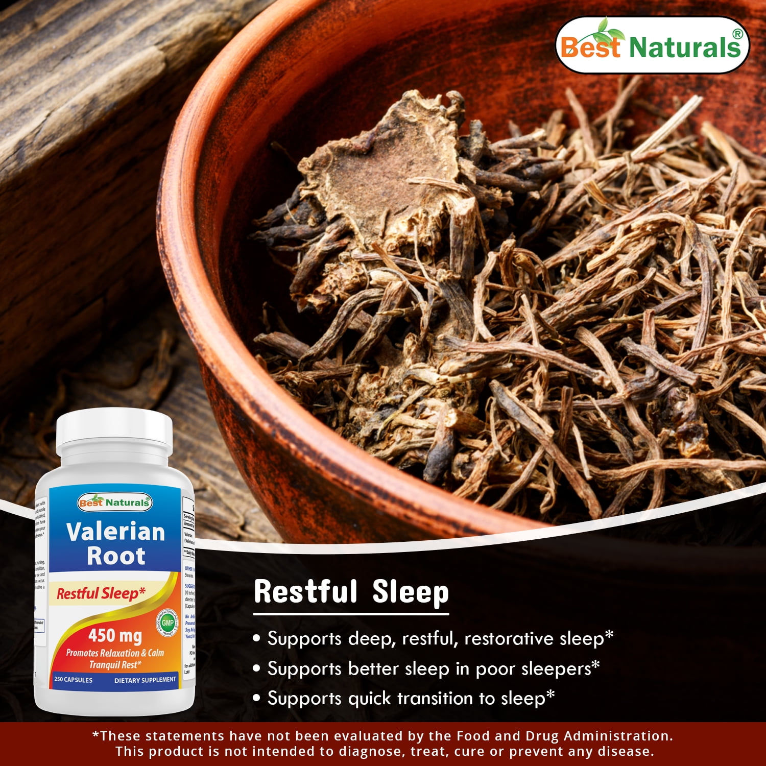 Naturals Valerian Root 450 mg - 250 Capsules