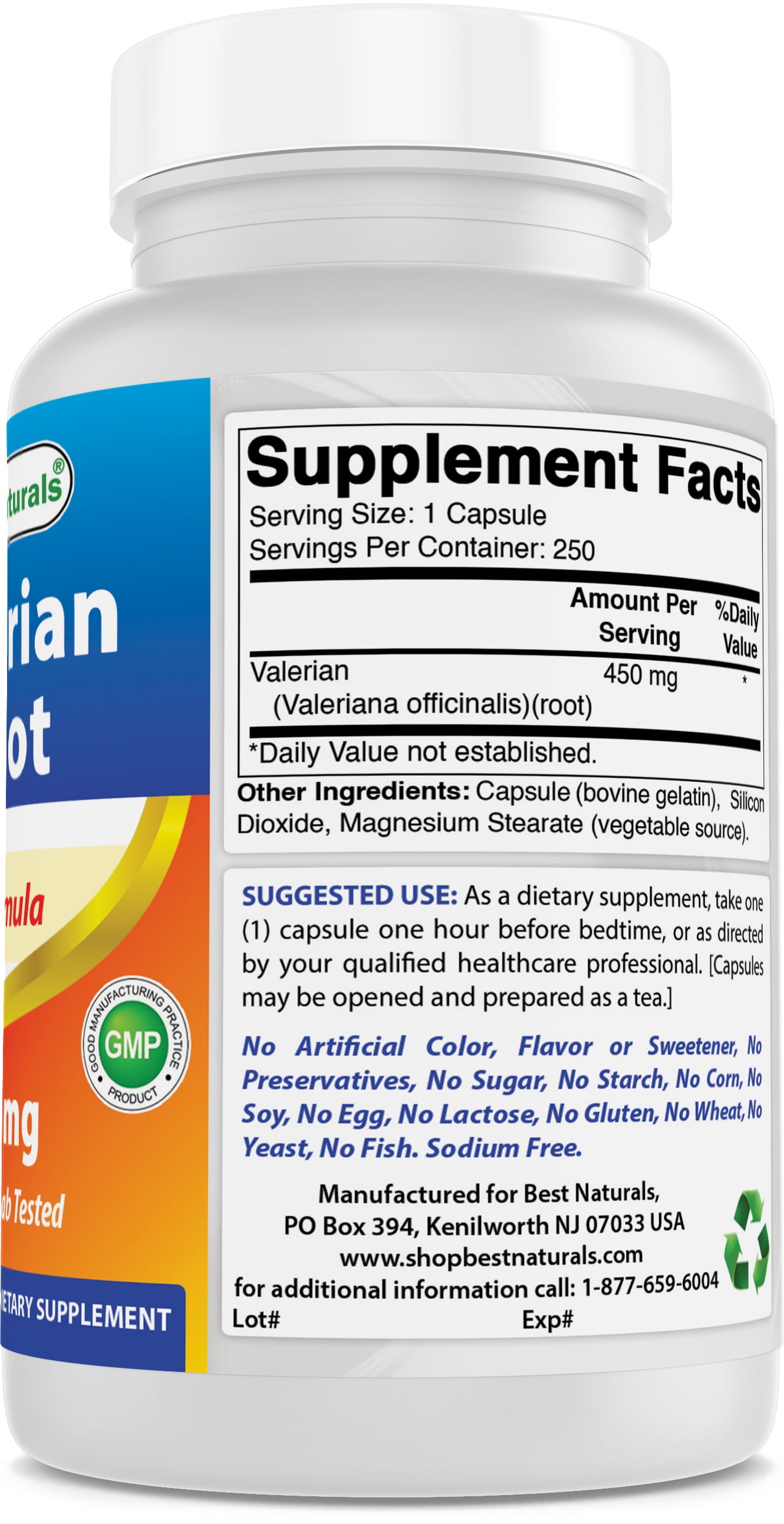 Naturals Valerian Root 450 mg - 250 Capsules