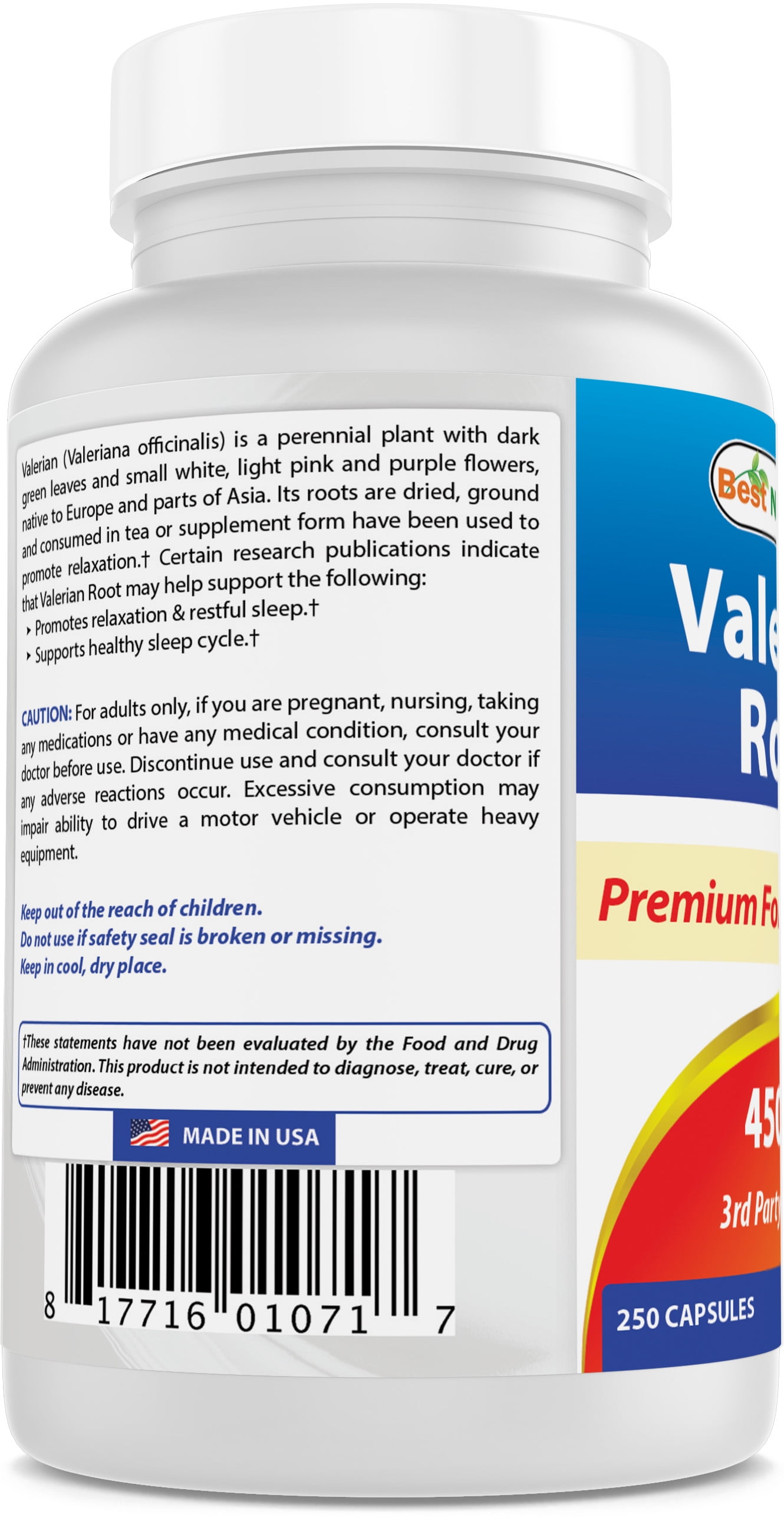 Naturals Valerian Root 450 mg - 250 Capsules