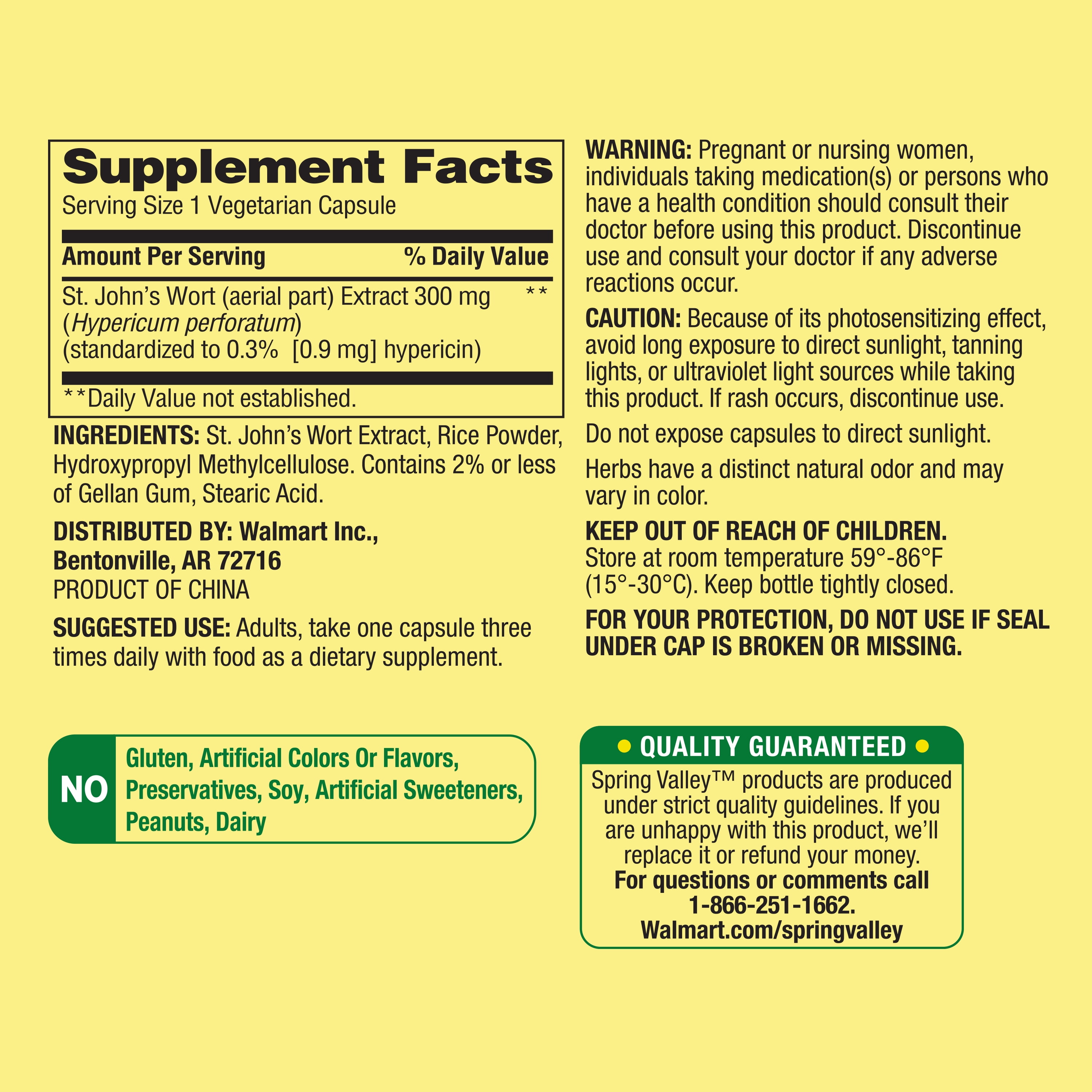 Spring Valley St. John's Wort 300 mg Capsules