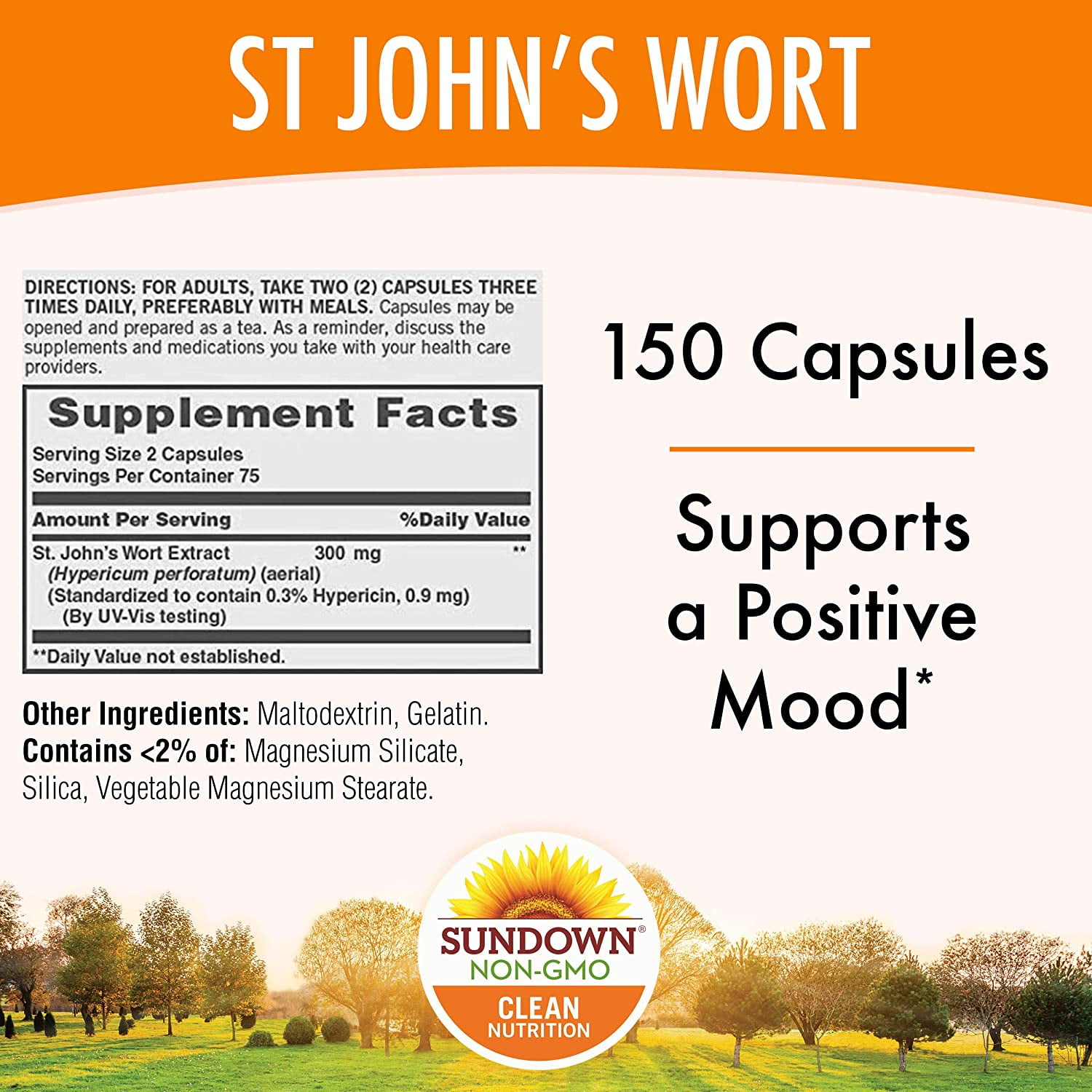 Sundown Naturals St. John's Wort Capsules 150 Count