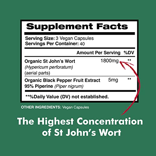 Organic St. John's Wort 1800mg with Black Pepper