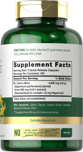 Carlyle St John's Wort Capsules 4800mg, 300 Count