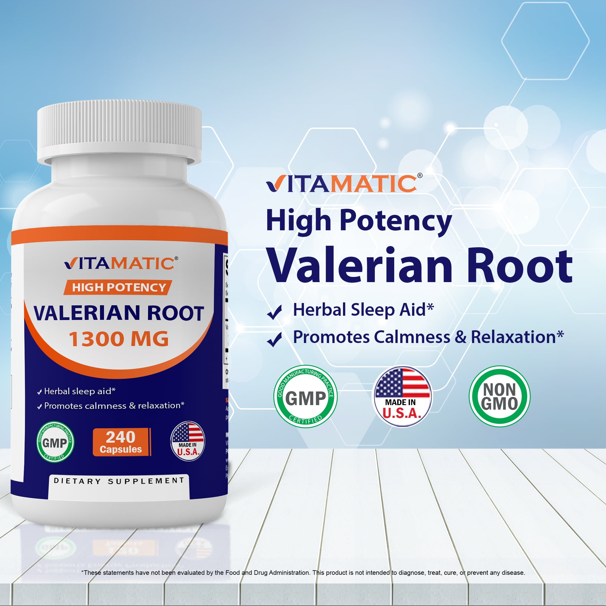 Vitamatic Valerian Root Sleep Aid 1300 mg 240 Caps