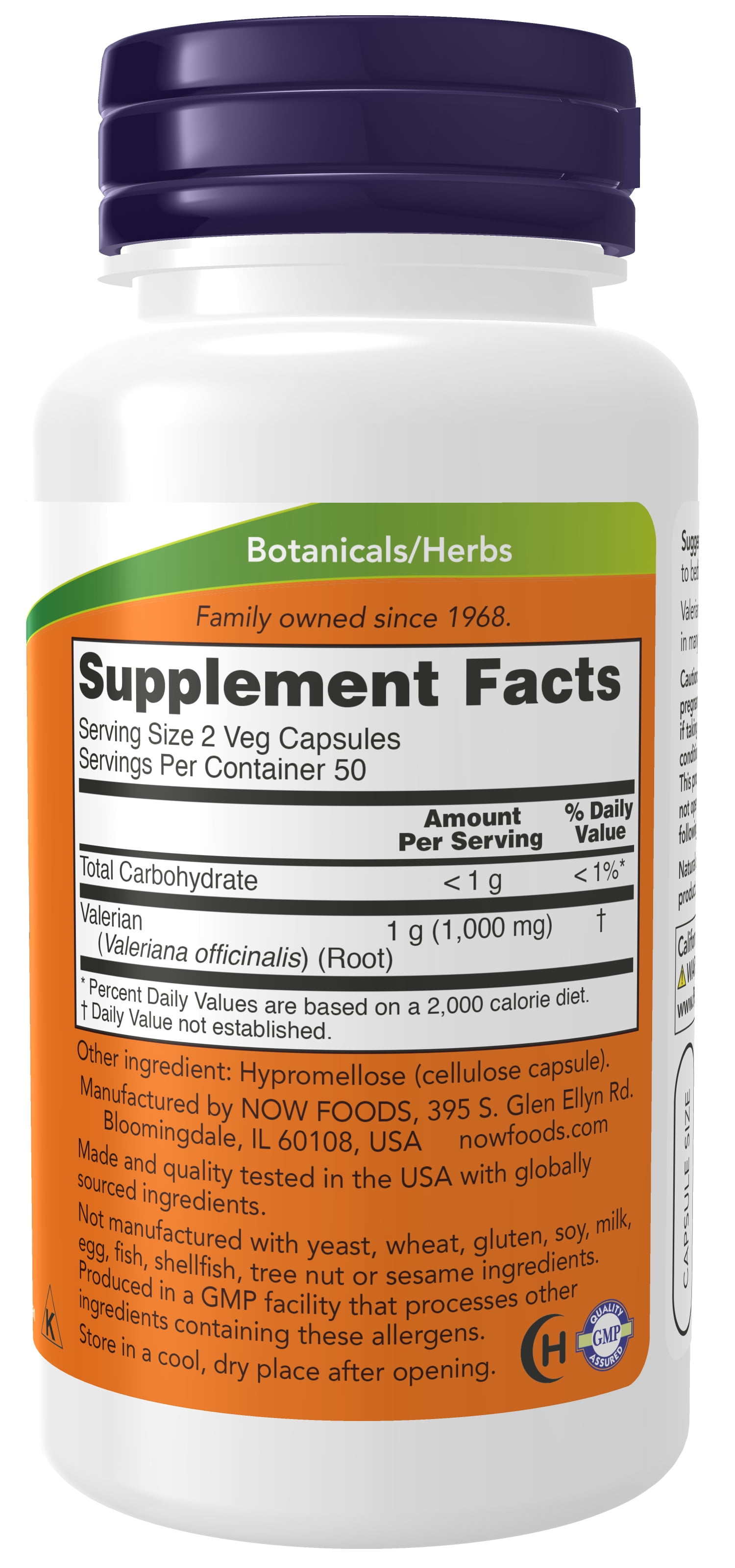 NOW Valerian Root 500 mg Herbal Supplement, 100 Veg Caps