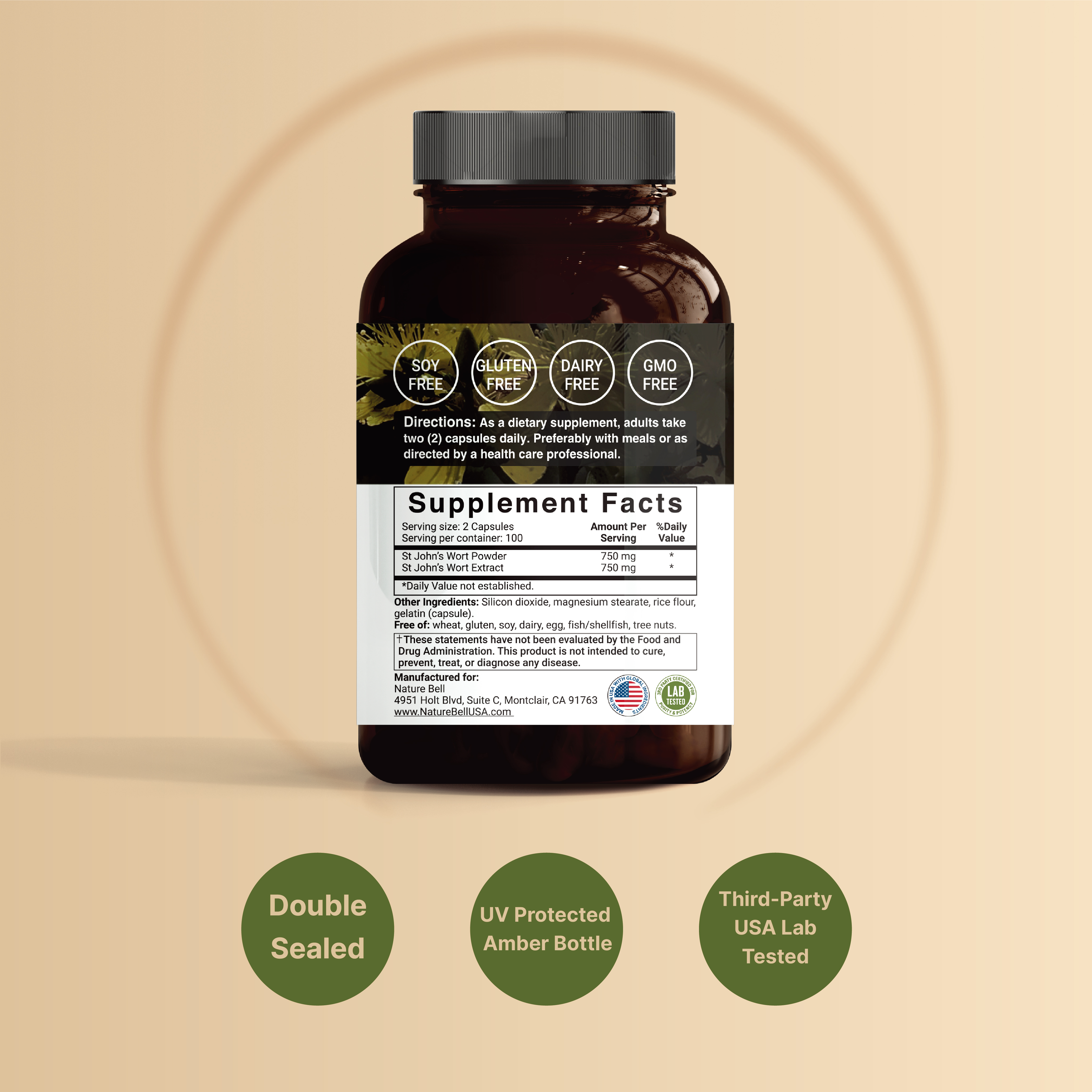 St. John's Wort Complex 1500mg, 200 Capsules