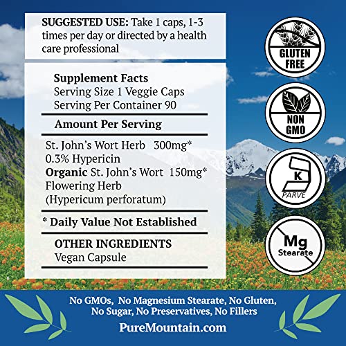 St. John's Wort Capsules - Organic Formula 450mg