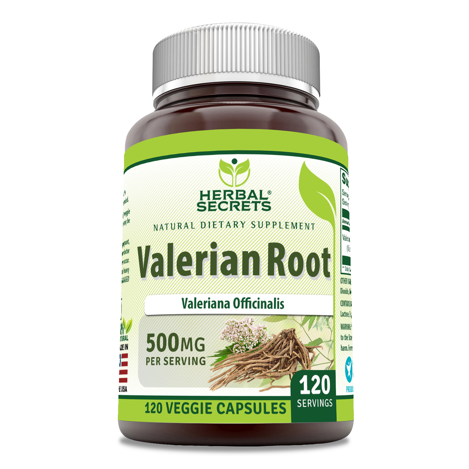 Valerian Root 500 Mg 120 Capsules by Herbal Secrets