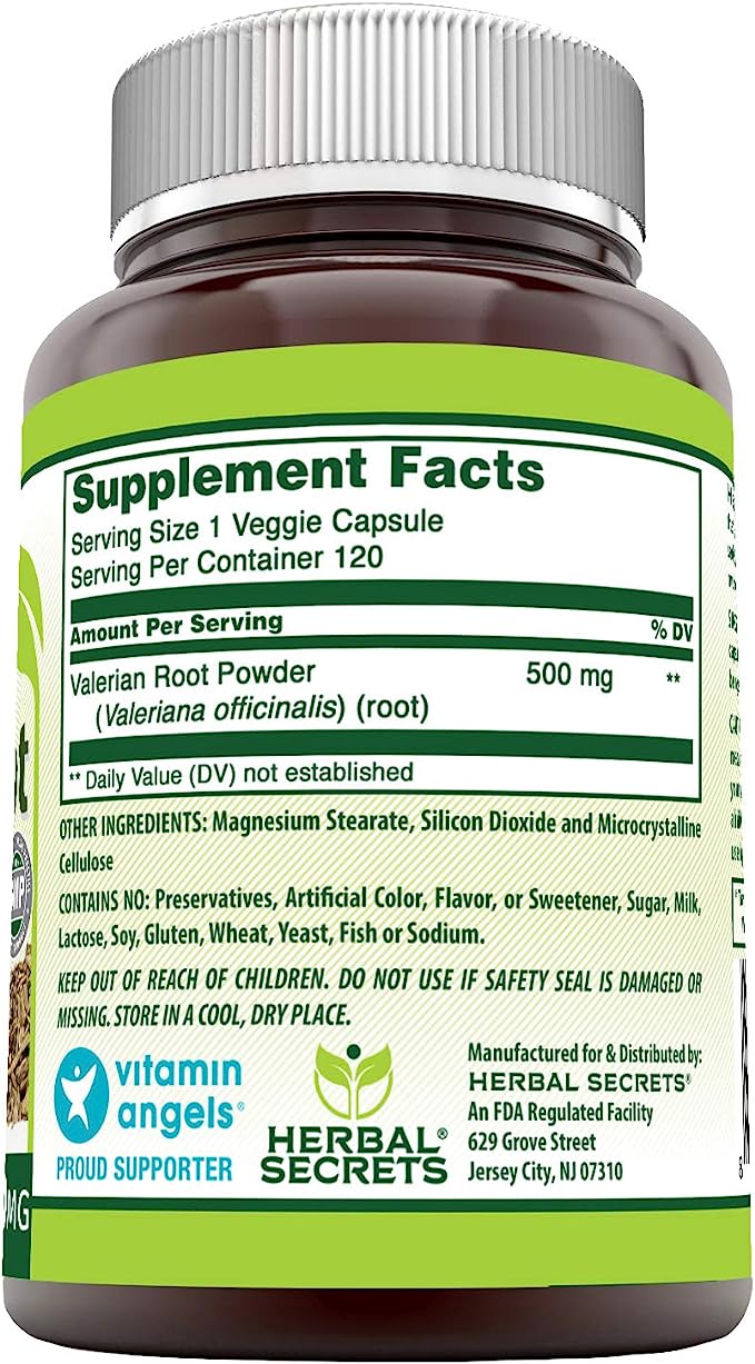 Valerian Root 500 Mg 120 Capsules by Herbal Secrets