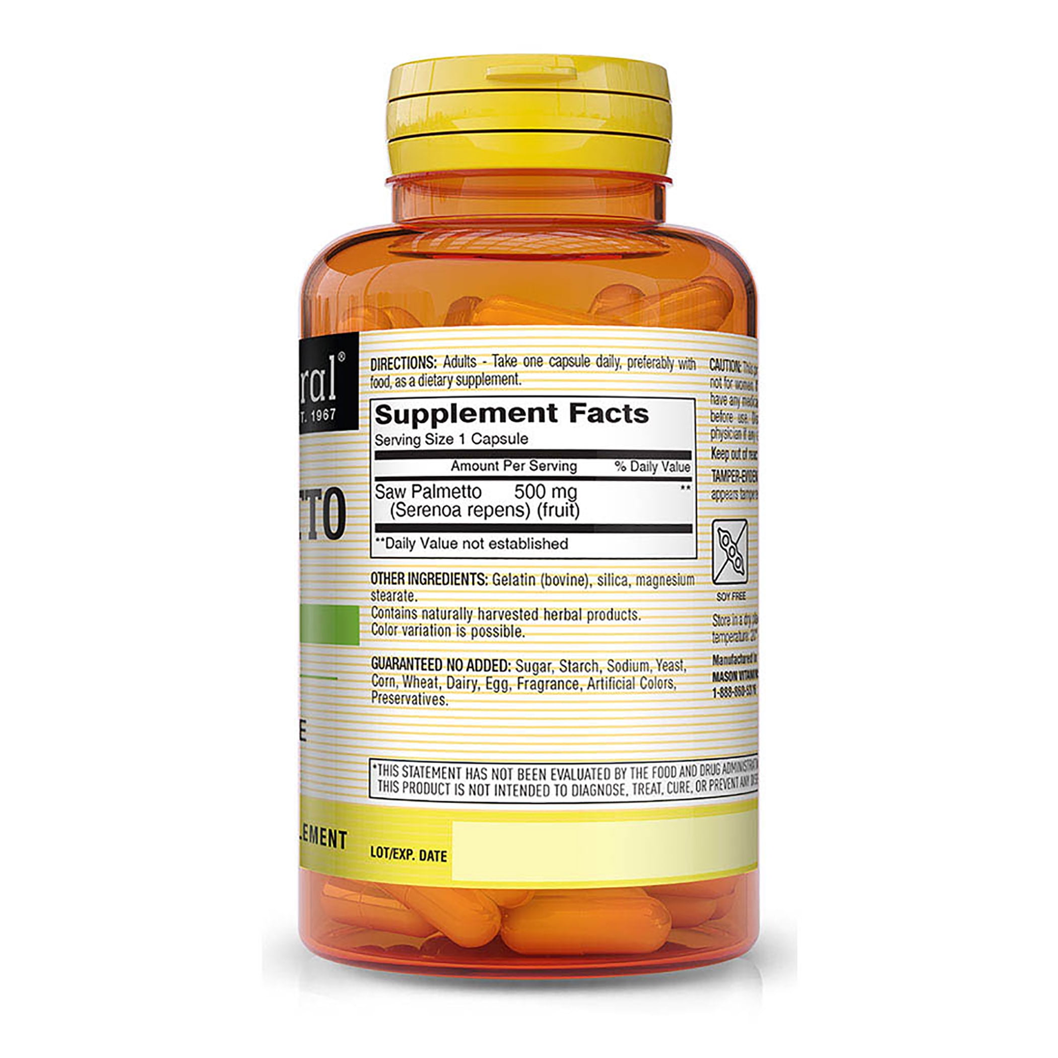 Mason Natural Saw Palmetto 500 mg for Prostate Health