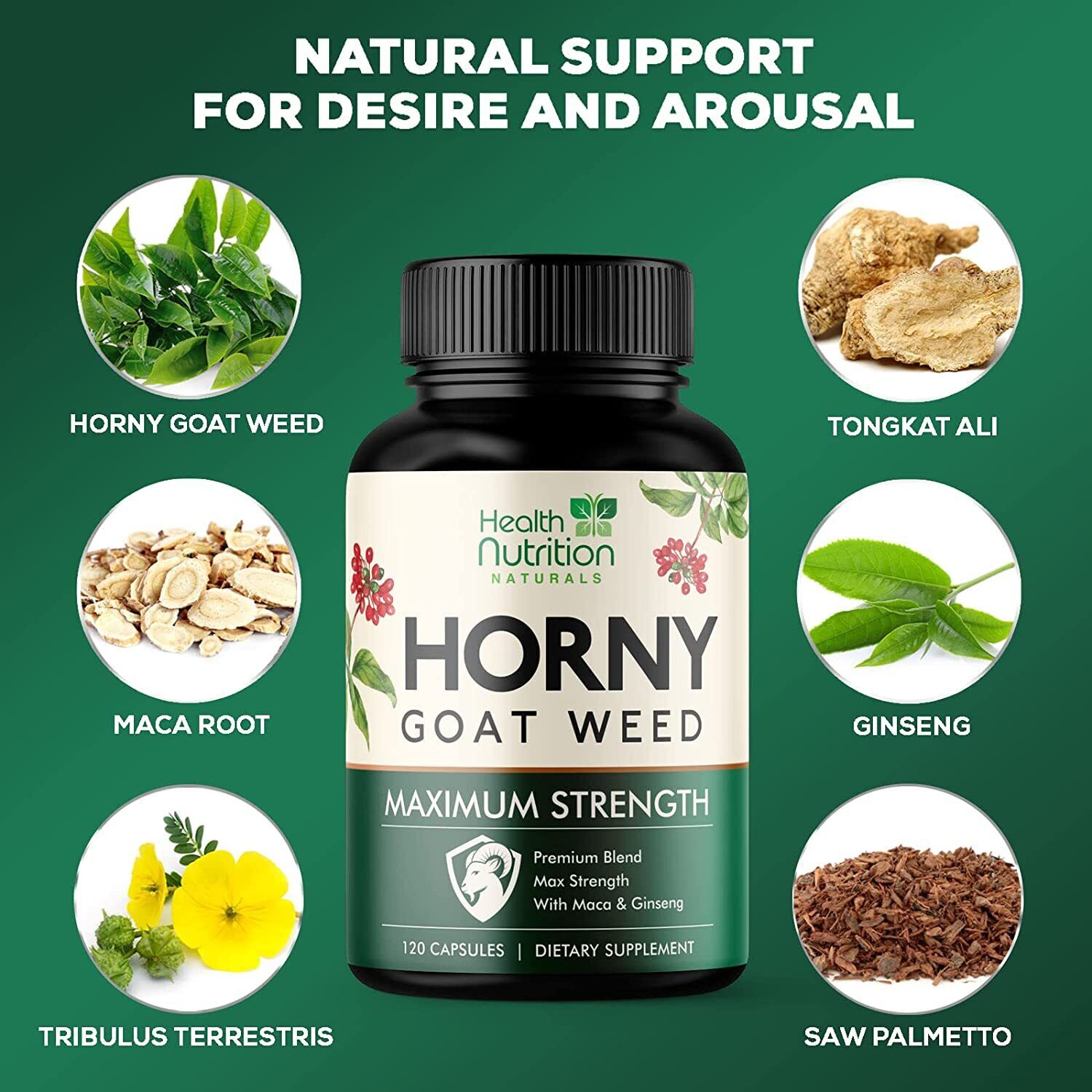 Horny Goat Weed Capsules with Maca, Ginseng, Saw Palmetto
