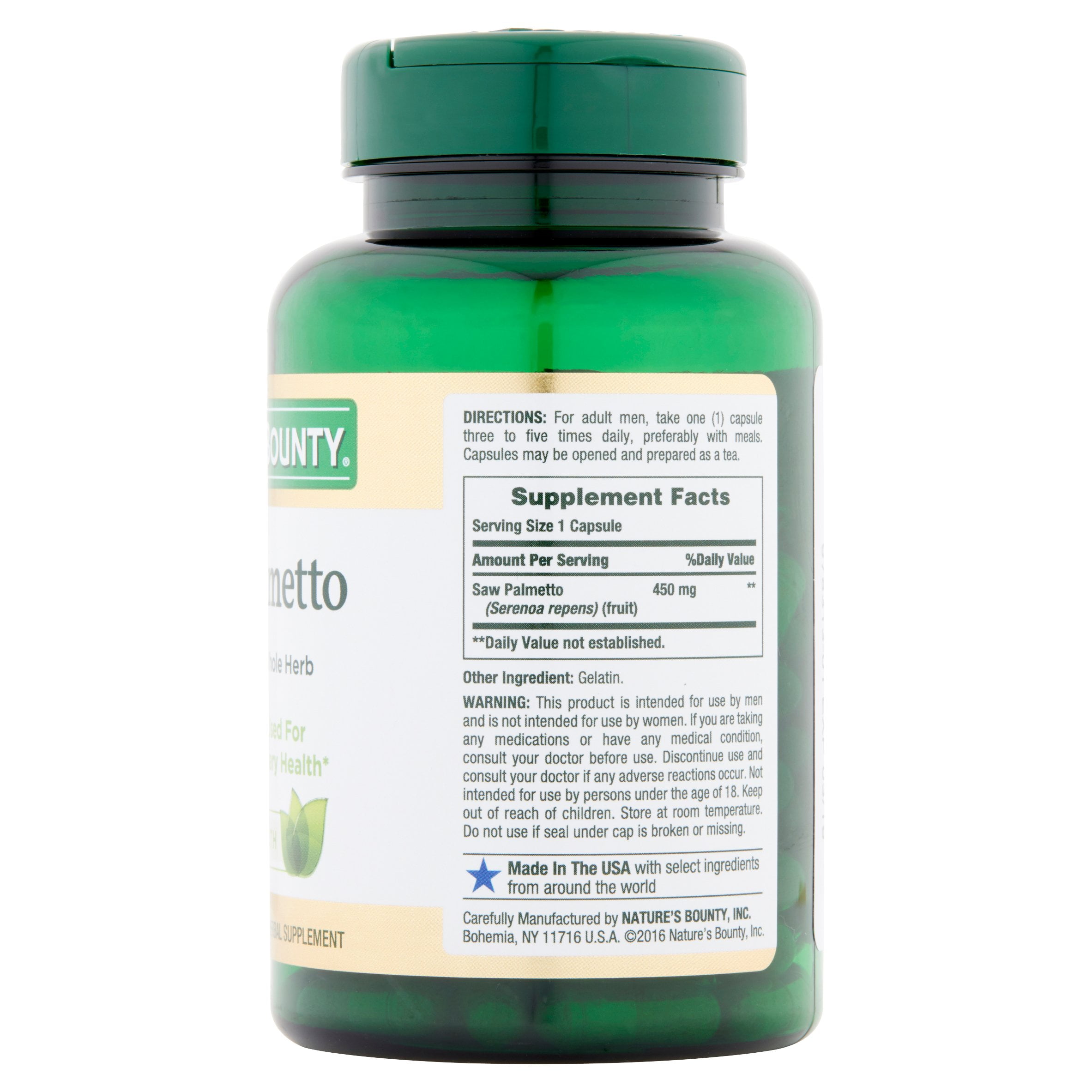 Nature's Bounty Saw Palmetto Capsules 450mg 100 Ct