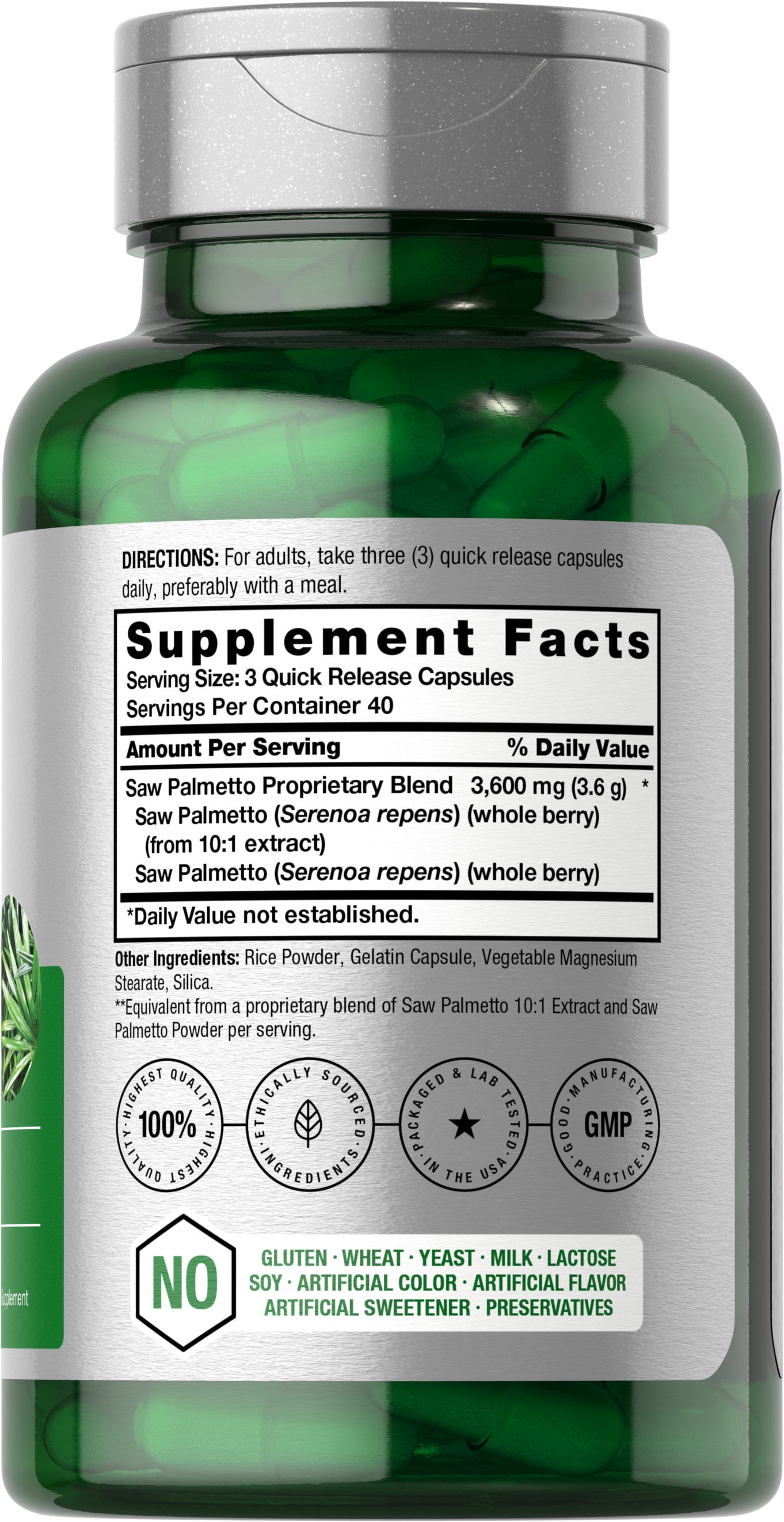 Saw Palmetto Extract 3600mg 120 Capsules