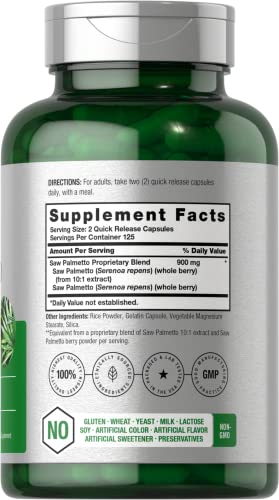 Saw Palmetto Extract 900mg - 250 Capsules