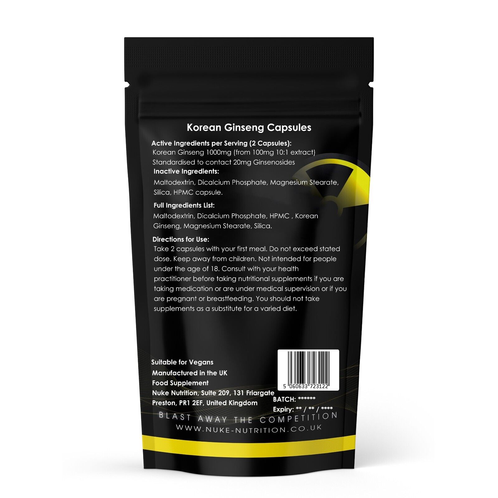 High Strength Korean Ginseng 1000mg Capsules