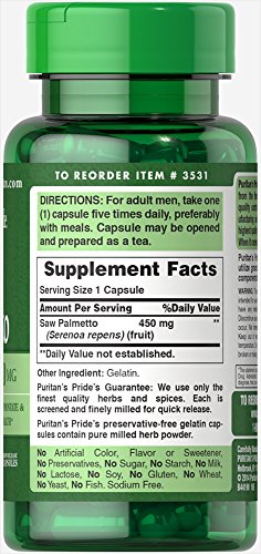 Saw Palmetto 450 Mg for Prostate Health, 100 Caps