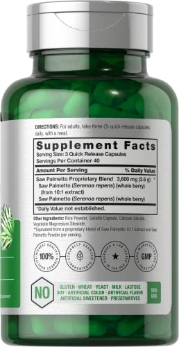 Saw Palmetto Extract 3600mg - 120 Capsules