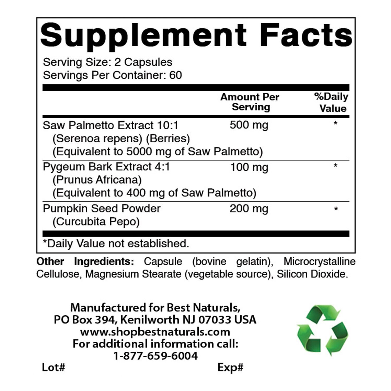Saw Palmetto Prostate Support for Men - 120 Caps