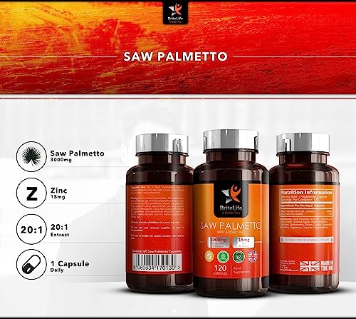 Saw Palmetto Capsules 3000mg with Zinc 120 Vegans
