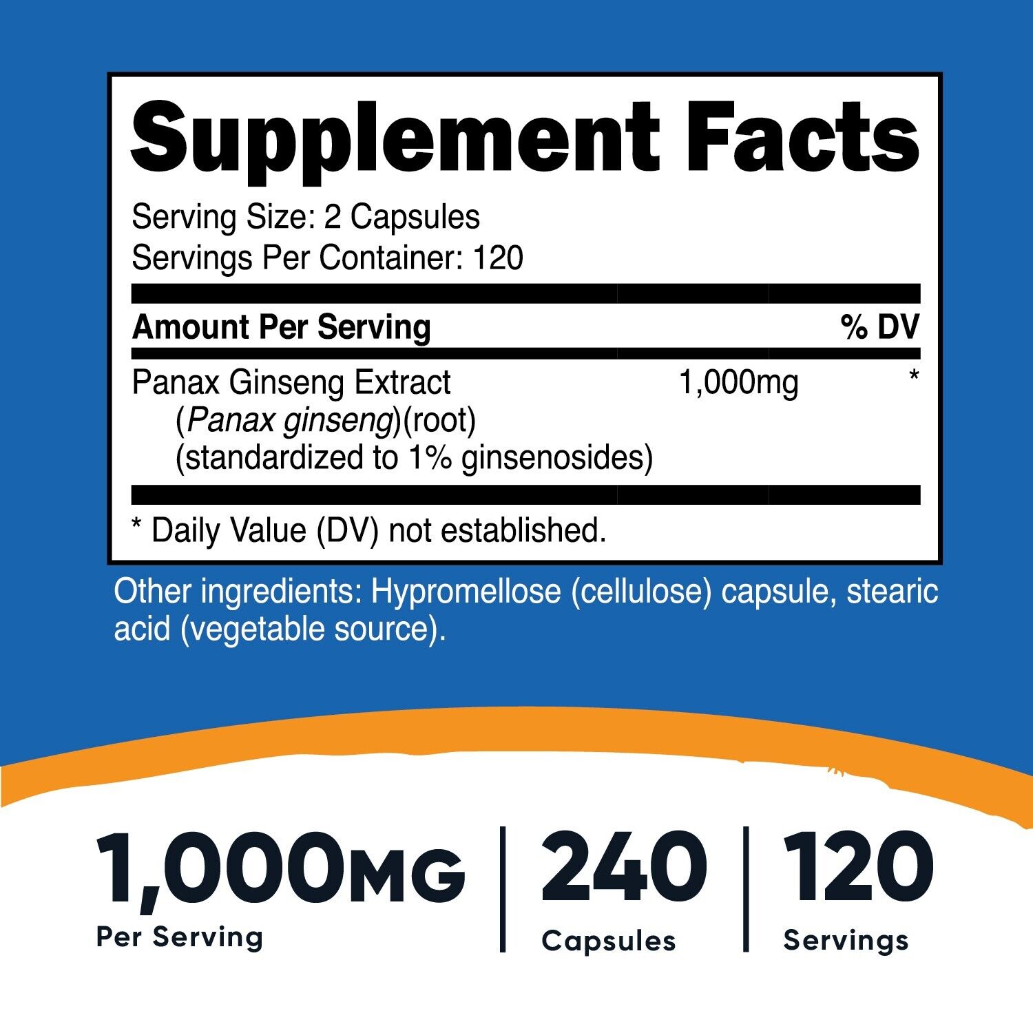 Nutricost Panax Ginseng 1000mg, 240 Capsules