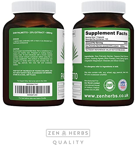 Extra Strength Saw Palmetto 500mg, 120 Capsules