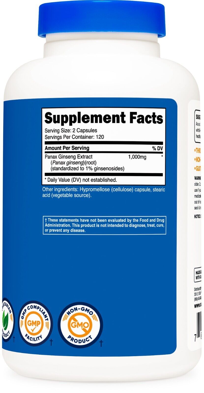 Nutricost Panax Ginseng 1000mg, 240 Capsules