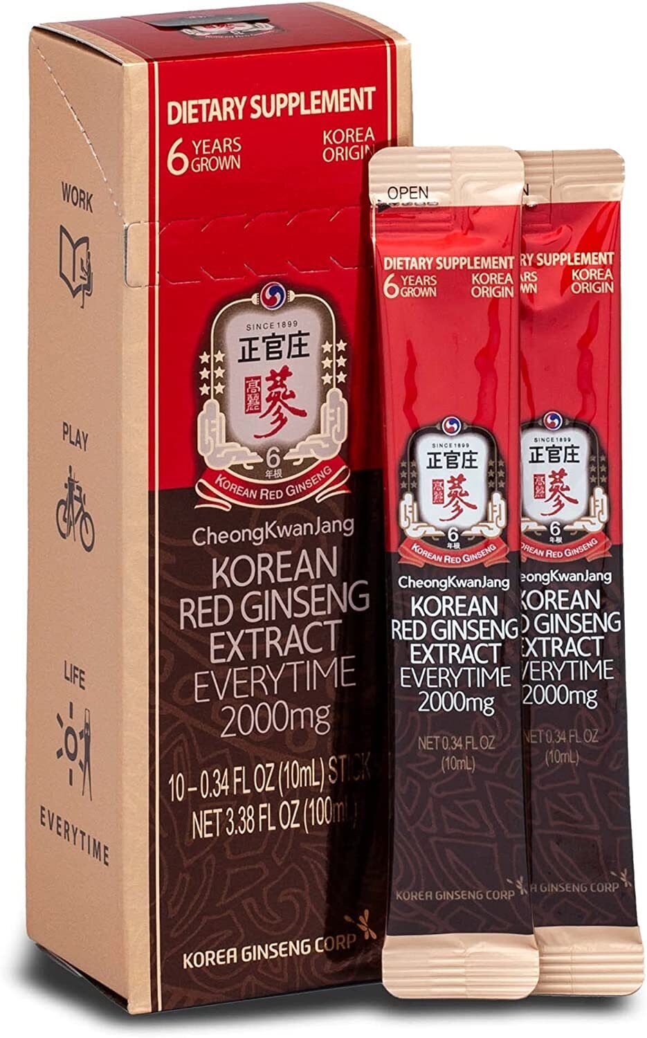 Korean Red Ginseng Extract 2000mg - 10 Pack