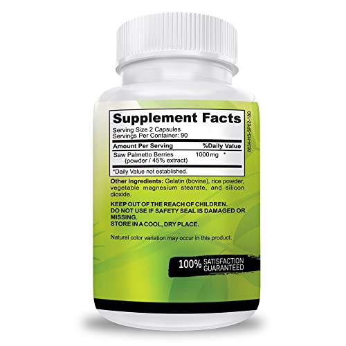 1000mg Saw Palmetto Supplement for Prostate & Hair