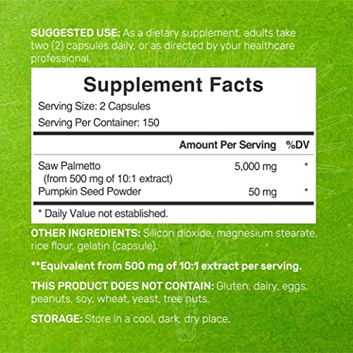 Saw Palmetto 5000mg with Pumpkin Seed - 300 Capsules