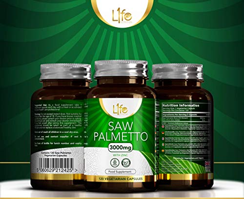 Saw Palmetto & Zinc Capsules, 3000mg, 120 Vegan