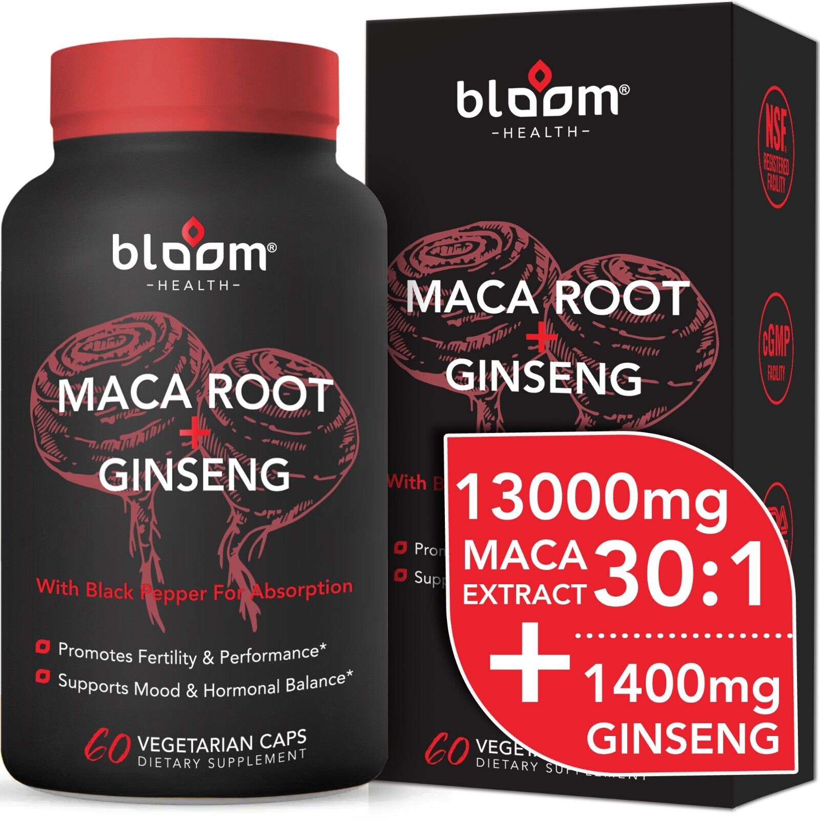 Maca & Ginseng High Potency 14,400mg - 60CT