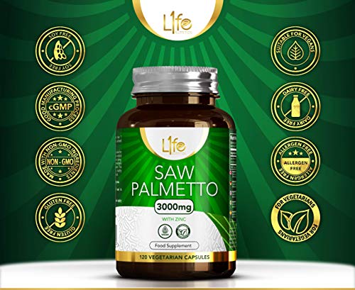 Saw Palmetto & Zinc Capsules, 3000mg, 120 Vegan
