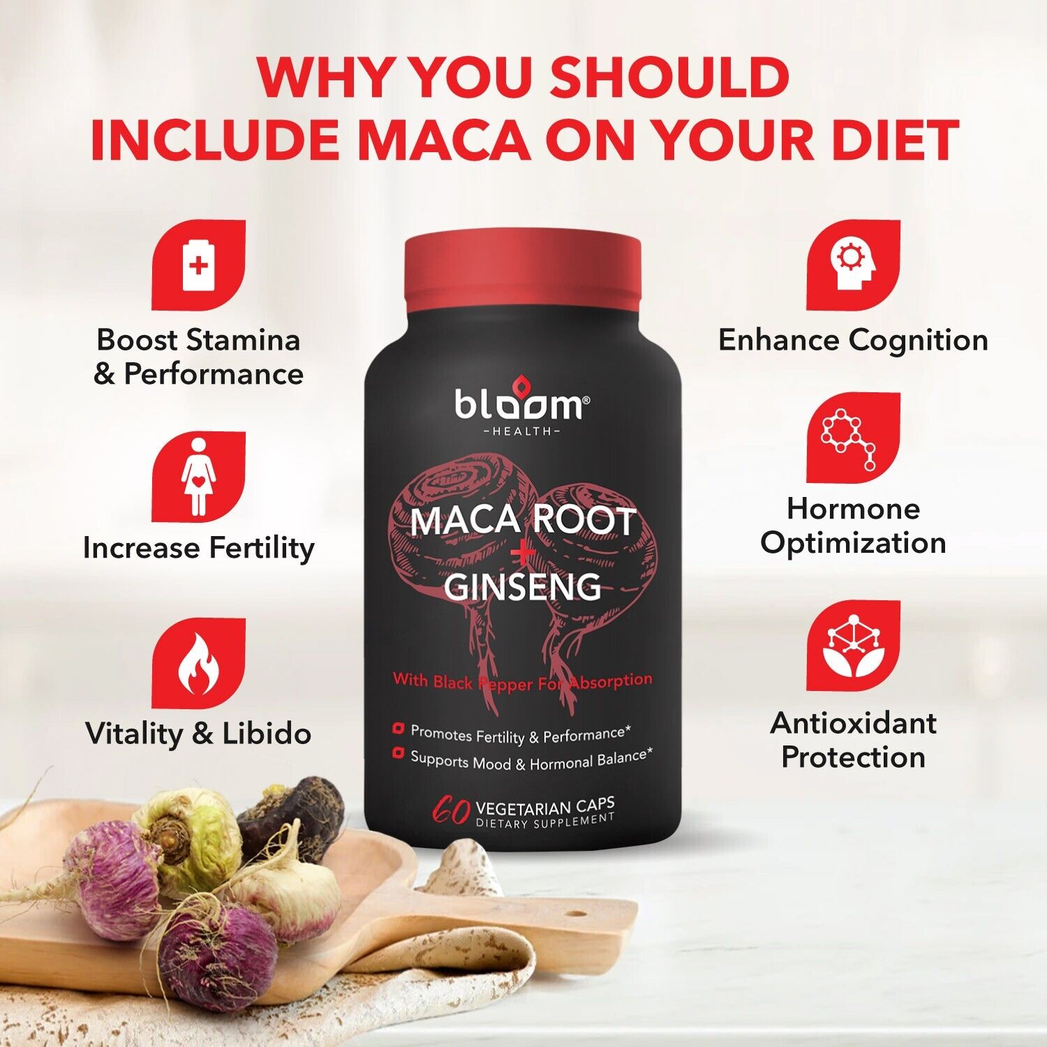 Maca & Ginseng High Potency 14,400mg - 60CT