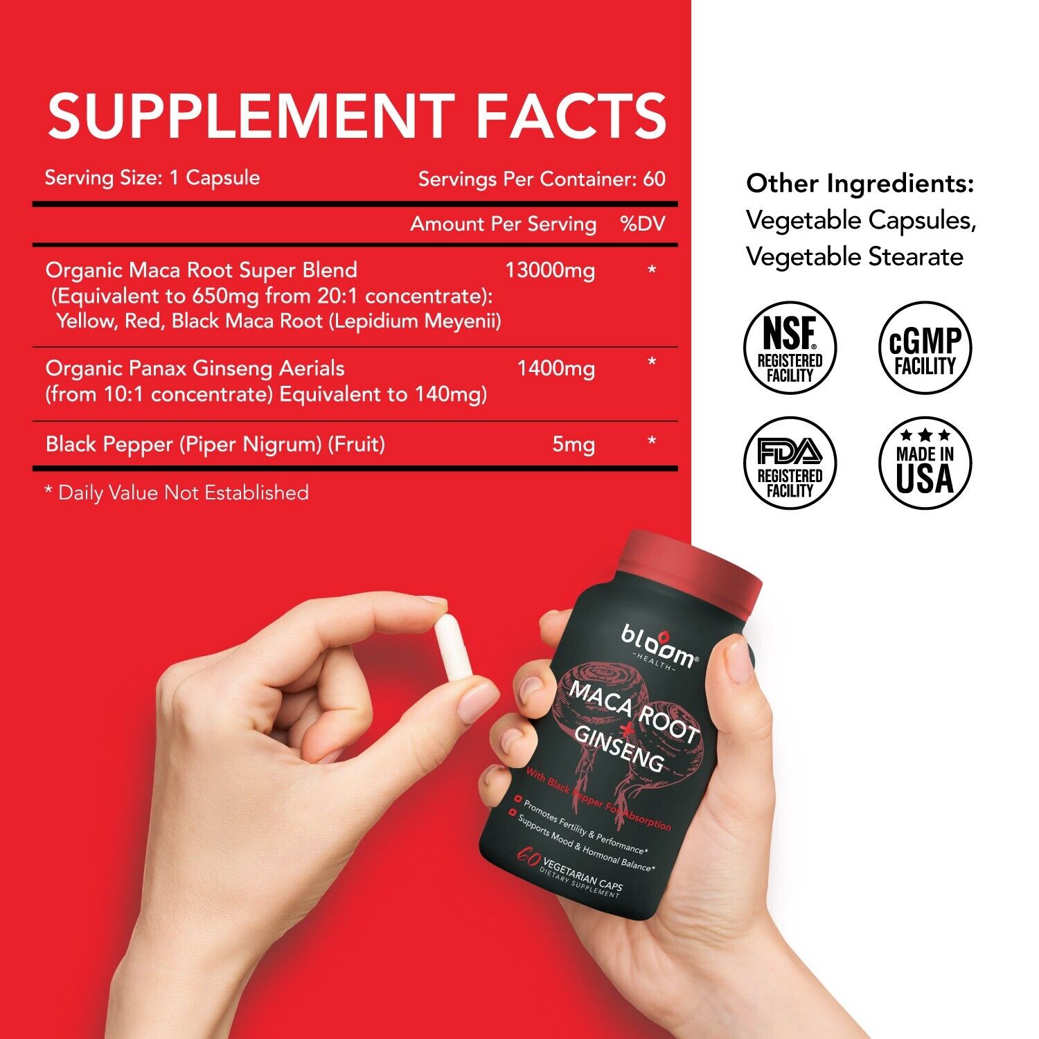 Maca & Ginseng High Potency 14,400mg - 60CT
