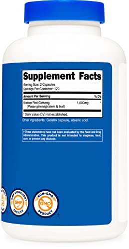 Nutricost Korean Red Ginseng 500mg, 240 Capsules