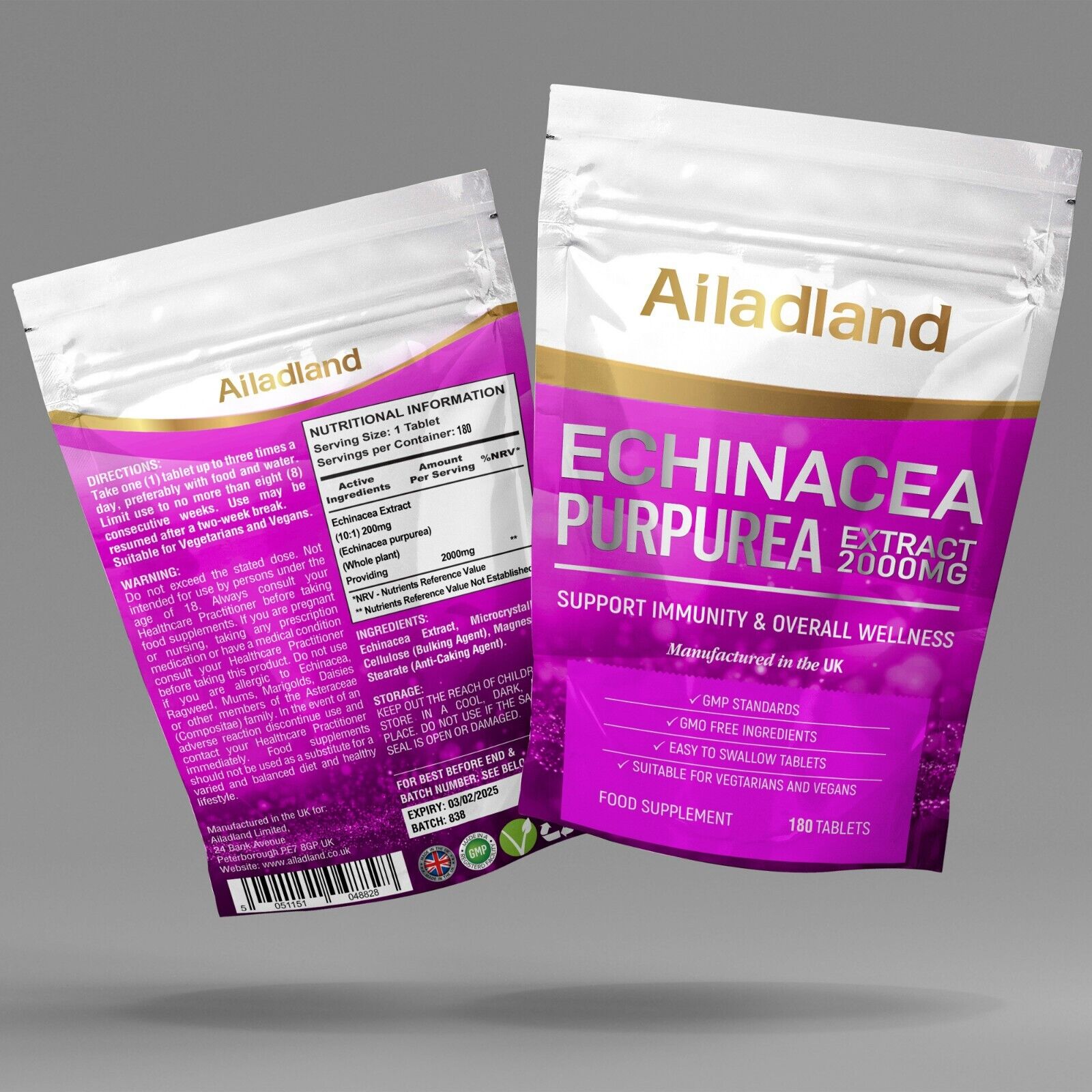 High Strength Echinacea 2000mg Tablets for Immunity