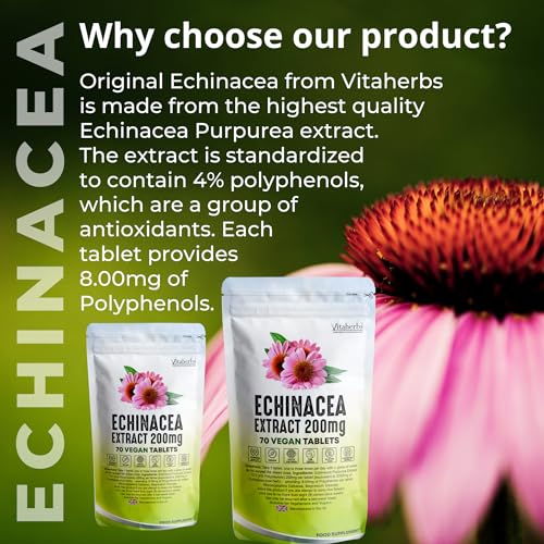 Vitaherbs Echinacea 200mg Vegan Tablets, 70 Count