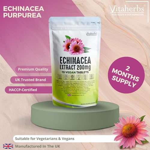 Vitaherbs Echinacea 200mg Vegan Tablets, 70 Count
