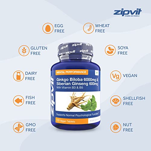 Ginkgo Biloba & Siberian Ginseng 120 Vegan Tablets