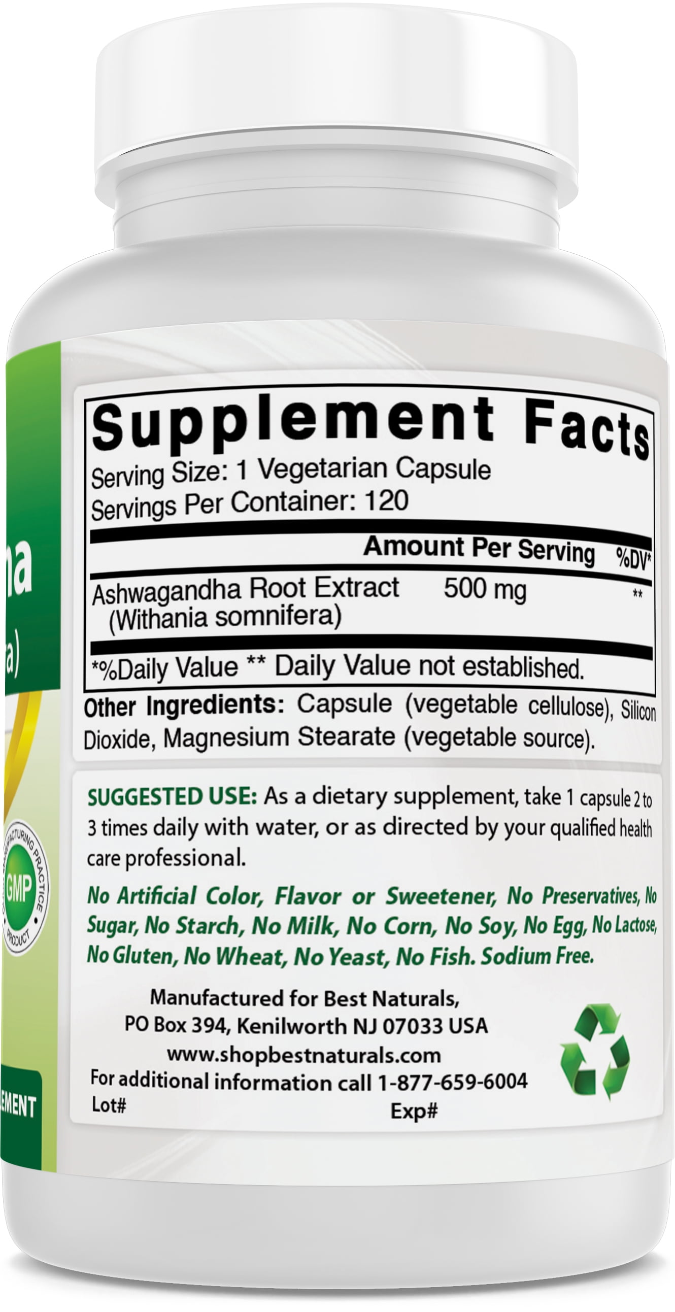 Ashwagandha Capsules for Stress Relief, 500 mg