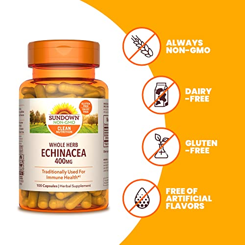 Sundown Echinacea 400mg for Immune Support, 100 Capsules