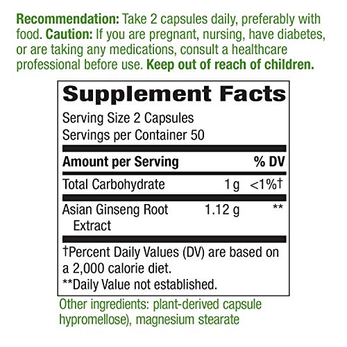 Nature's Way Asian Ginseng for Fatigue Relief, 100 Caps